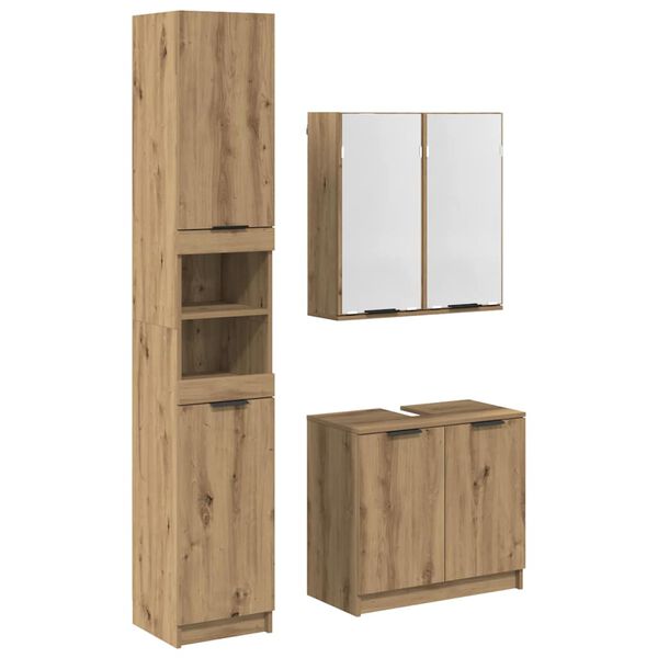 vidaXL Badkamerkastenset met plank 3 pcs Artisan Eiken Bewerkt hout
