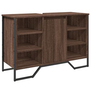 vidaXL Wastafelkast 91x35x60 cm bewerkt hout bruin eikenkleurig