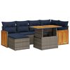 vidaXL 7-delige Loungeset met kussens poly rattan acacia zwart