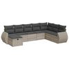 vidaXL 8-delige Loungeset met kussens poly rattan lichtgrijs