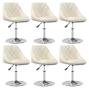 vidaXL Eetkamerstoelen draaibaar 6 st fluweel cr&egrave;mekleurig