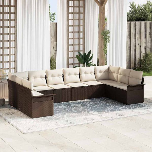 vidaXL Tuin Sofa Set met opslag 10 pcs Bruin poly rattan
