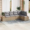 vidaXL Tuin Sofa Set met kussen 5 pcs beige en lichtgrijs Poly riet