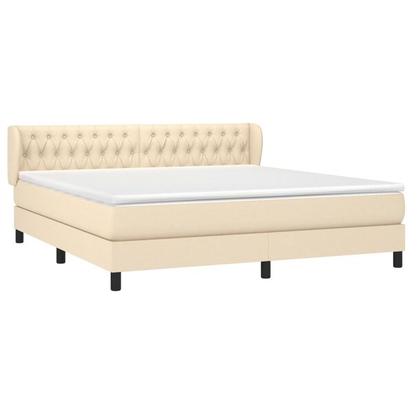 vidaXL Boxspring met matras stof cr&egrave;mekleurig 180x200 cm