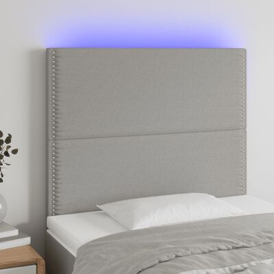 vidaXL Hoofdbord LED 90x5x118/128 cm stof lichtgrijs