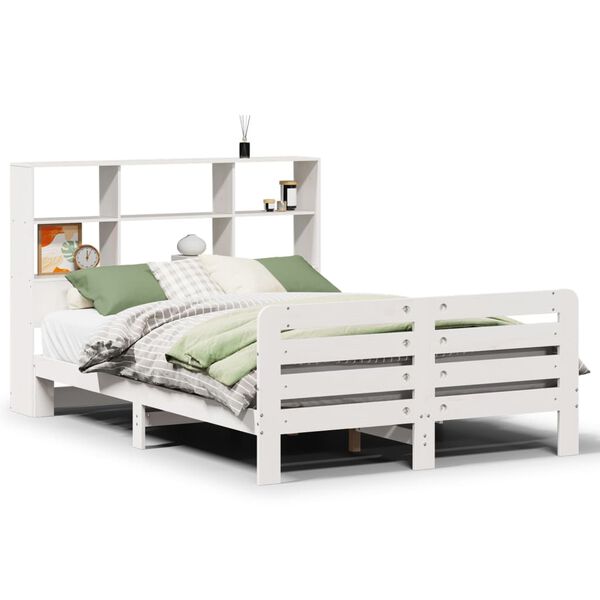vidaXL Bedframe zonder matras massief grenenhout wit 140x190 cm