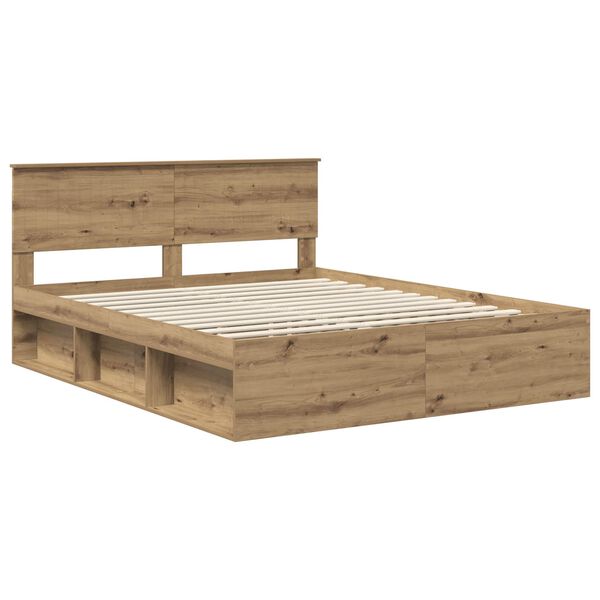 vidaXL Bedframe Ambachtelijk eiken 160 x 200 cm Massief grenenhout