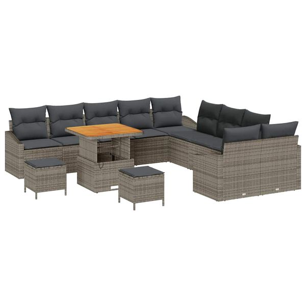vidaXL Tuin Sofa Set met kussen 13 pcs Licht Grijs en Donker Grijs