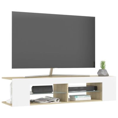 vidaXL Tv-meubel met LED-verlichting 135x39x30cm wit sonoma eikenkleur