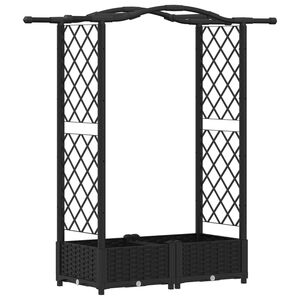 vidaXL Verhoogd Bed met Trellis en Dak Zwart 124 x 40 x 125 cm PP
