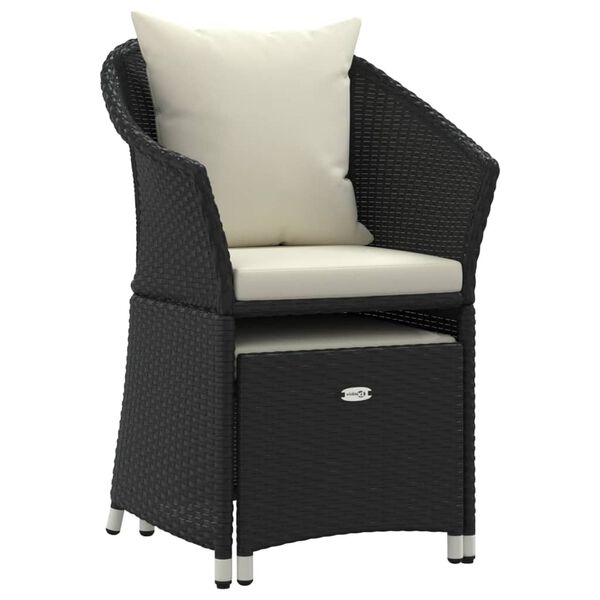 vidaXL 2-delige Loungeset met kussens poly rattan zwart