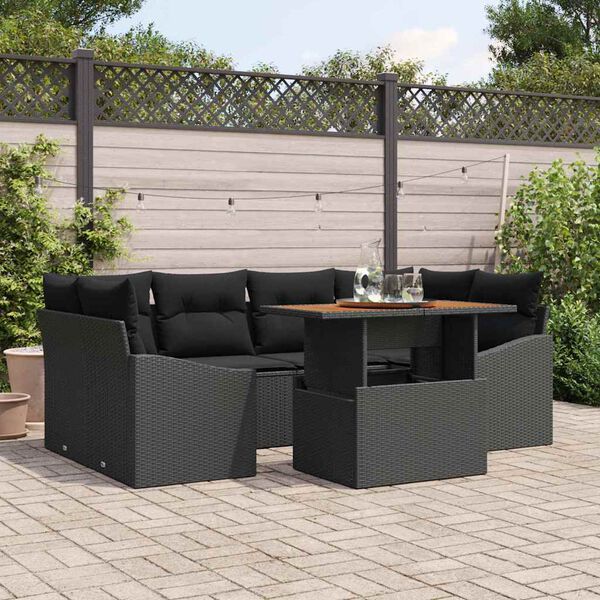 vidaXL Tuin Eetset met kussen Zwart en Bruin 100 x 55 x 73 cm