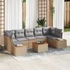 vidaXL Tuin Sofa Set met kussen met opslag 8 pcs Beige Poly riet