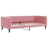 vidaXL Slaapbank onderschuifbed en matrassen 90x200 cm fluweel roze