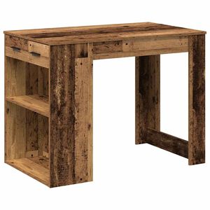 vidaXL Bureau met lade en plank 102x62x77,5 cm bewerkt hout oud hout