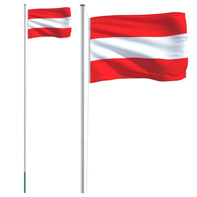 vidaXL Vlag met vlaggenmast Oostenrijk 6,23 m aluminium