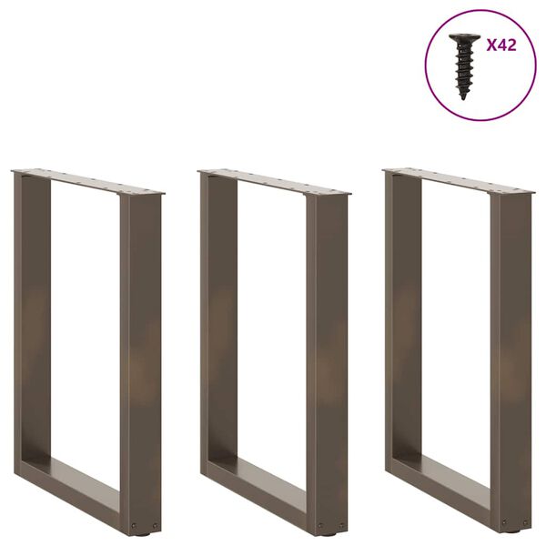 vidaXL Eettafelpoten 3 st U-vormig 70x(72-73) cm staal naturel