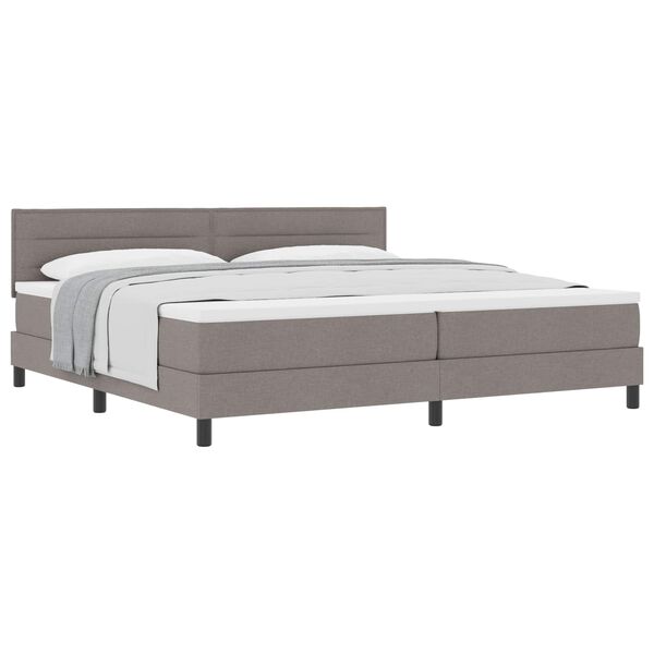 vidaXL Boxspringbed met matras met hoofdeinde Taupe 200 x 200 cm Stof
