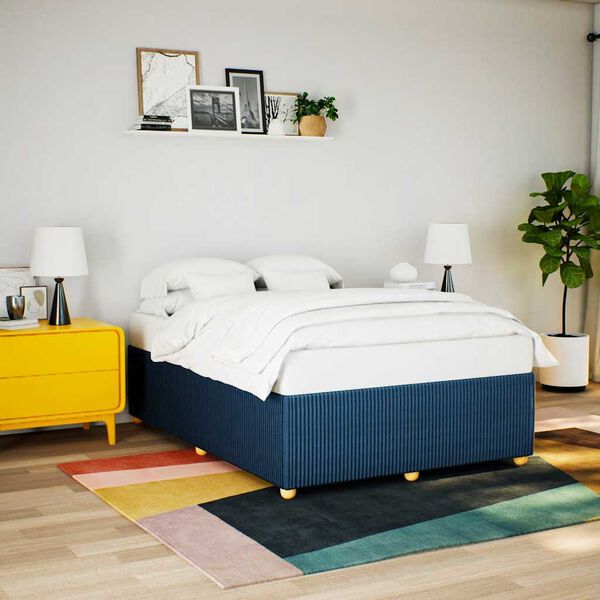 vidaXL Bedframe zonder matras stof blauw 140x190 cm
