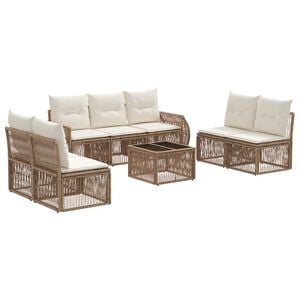 vidaXL Tuinbankenset 8 pcs Beige en Cr&egrave;me Wit poly rattan