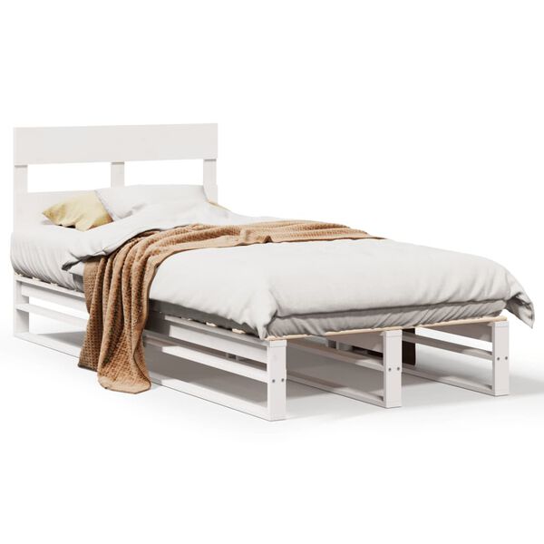 vidaXL Bedframe zonder matras massief grenenhout wit 90x190 cm