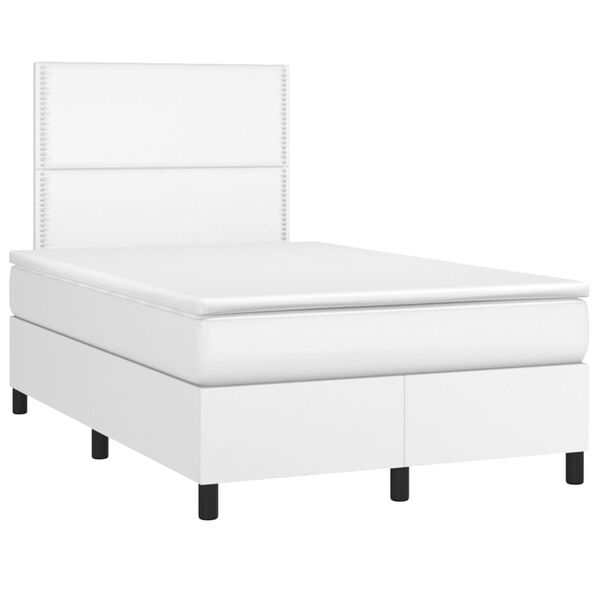 vidaXL Boxspring met matras en LED kunstleer wit 120x200 cm
