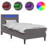vidaXL Bedframe met LED-stripverlichting Grijs 90 x 200 cm Kunstleer