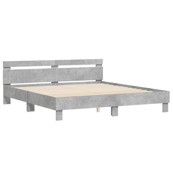vidaXL Bedframe met hoofdeinde bewerkt hout betongrijs 180x200 cm