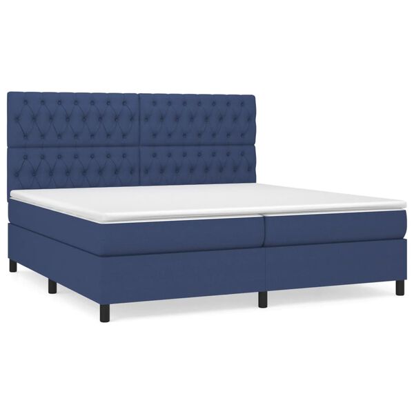vidaXL Boxspring met matras stof blauw 200x200 cm