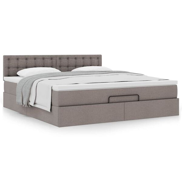 vidaXL Ottoman bed met matras 160x200cm stof taupe