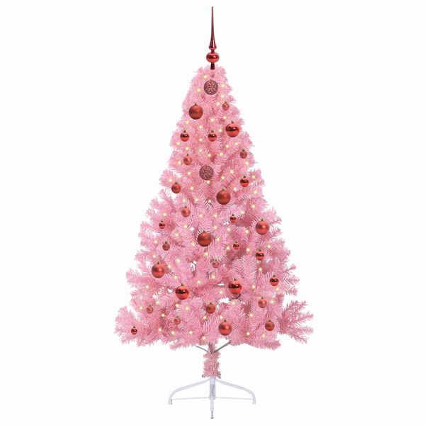 vidaXL Kunstmatig Voorverlicht Kerstboom met 150 LED Roze 150 cm PVC