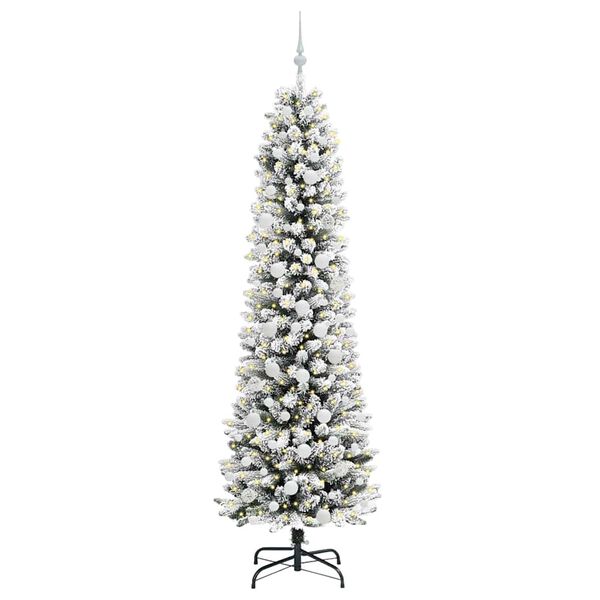 vidaXL Kunstkerstboom met 300 LED Wit 210 cm PVC en Metaal en Plastic