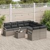 vidaXL Bankstel met kussen 9 pcs Grijs poly rattan