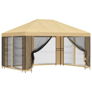 vidaXL Tuin Gazebo met Zijwanden 4 &times; 3 m Cr&egrave;mekleurig