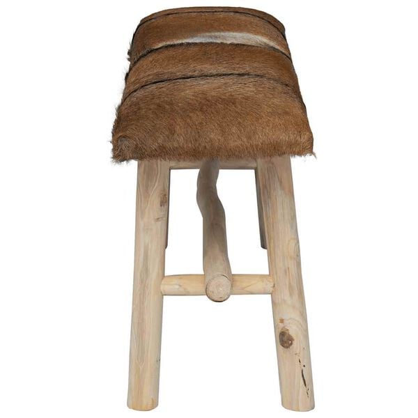 vidaXL Bankje geitenleer teakhout