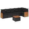 vidaXL 7-delige Loungeset met kussens poly rattan zwart