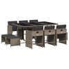 vidaXL 11-delige Tuinset met kussens poly rattan grijs