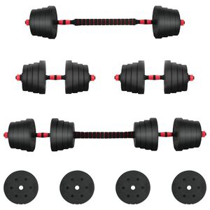 vidaXL 2-in-1 Halter Set 40kg Zwart en Rood Cement en ijzeren zand