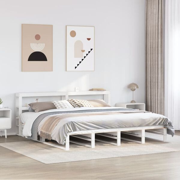 vidaXL Bedframe zonder matras massief grenenhout wit 180x200 cm