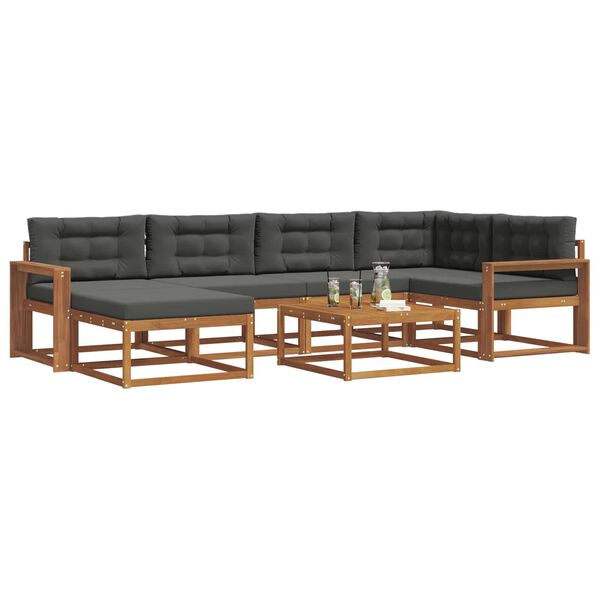 vidaXL Buiten bankenset met kussen 7 pcs Natuurlijk en Antraciet