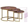 vidaXL Nest Koffietafels 3 pcs Donkerbruin Massief mangohout en staal