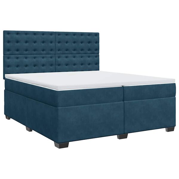 vidaXL Boxspring met matras fluweel blauw 200x200 cm