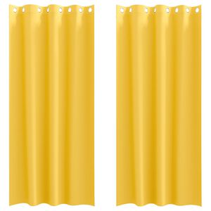 vidaXL Zwart-out Gordijnen met Ringen 2 pcs Mosterdgeel 245 x 140 cm