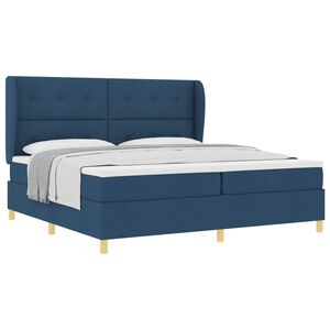 vidaXL Boxspringbed met Matras Donkergrijs 90x190 cm Blauw Stof