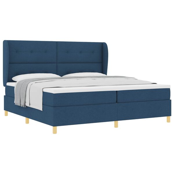 vidaXL Boxspringbed met Matras Donkergrijs 90x190 cm Blauw Stof