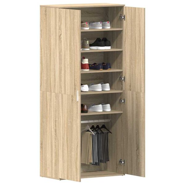 vidaXL Schoenenkast Sonoma Eiken 80 x 39 x 178 cm Bewerkt hout