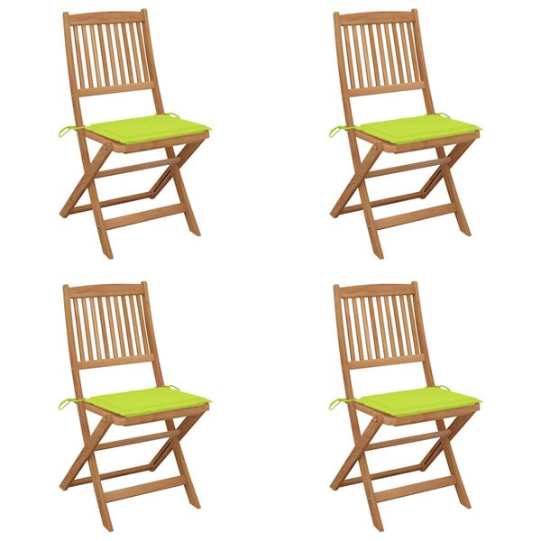 vidaXL Tuinstoelen 4 st inklapbaar met kussens massief acaciahout
