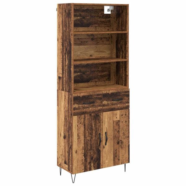 vidaXL Hoge kast met lade 2 pcs Oudhout Bewerkt hout