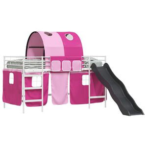 vidaXL Loftbed voor Kids Wit en Roze 79,5 x 200 cm Metaal