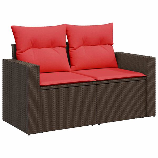 vidaXL 7-delige Loungeset met kussens poly rattan bruin